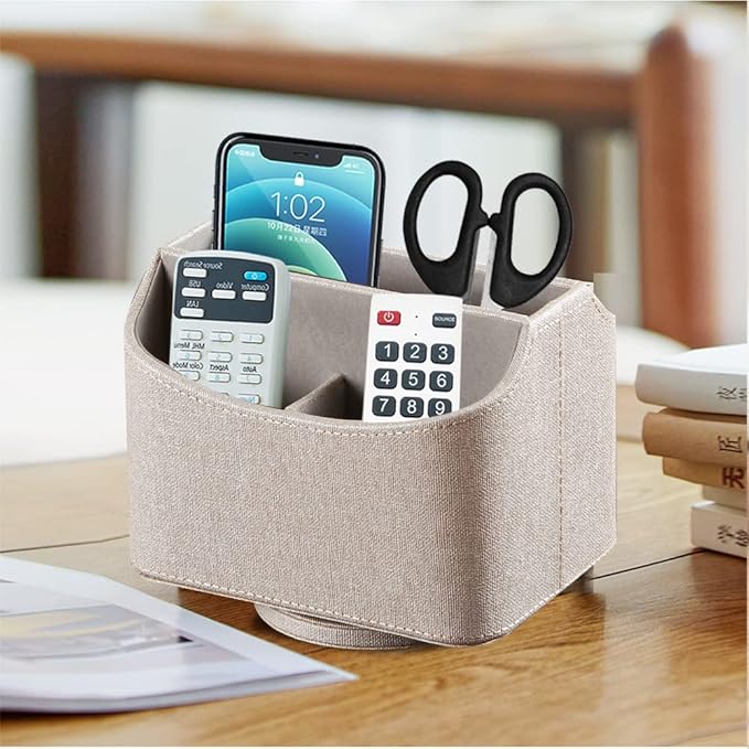 Fanousy 360° Rotating Remote Control Holder, PU Leather TV Remote Caddy - Image 5