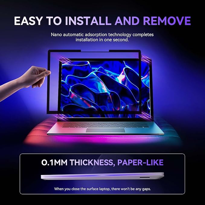 Privacy Screen for Surface Laptop 6/5/4/3-15 Inch, Removable Computer Screen - Image 3