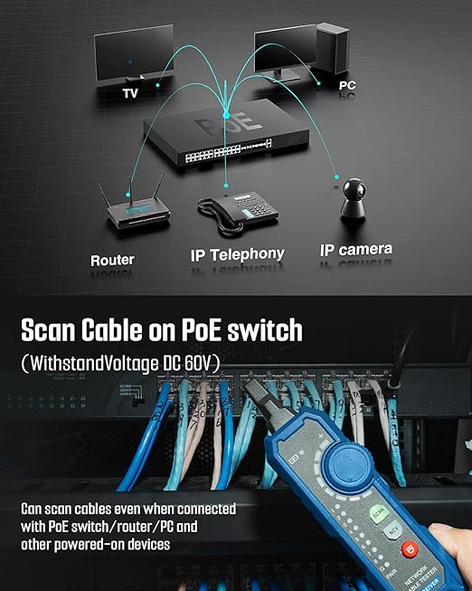 TESMEN TLP-900AR Network Cable Tester, Continuity, RJ11 RJ45, - Image 4