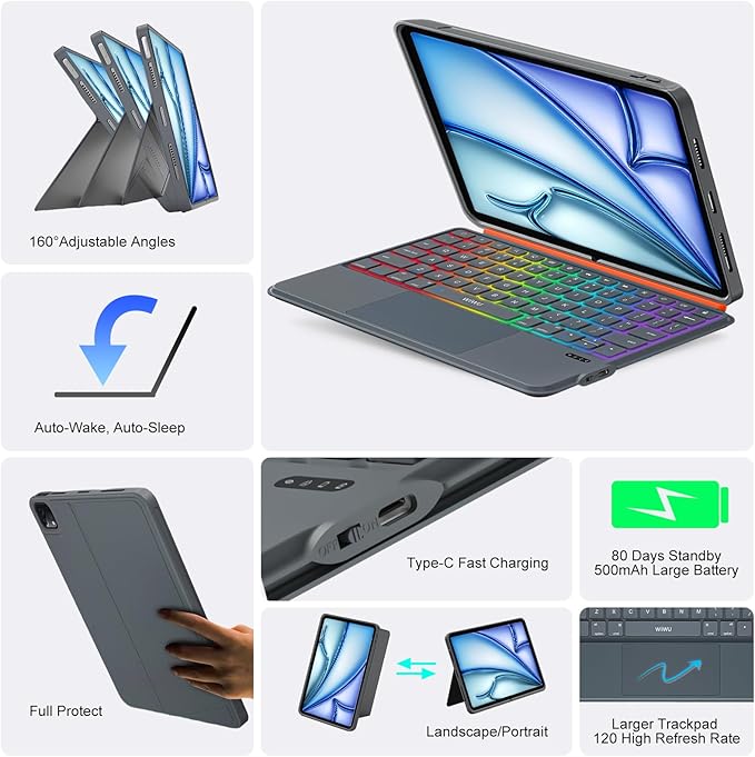 iPad Air 11 inch Case with Keyboard, Pro 11, iPad A16 11th/10th, Flex Magnetic - Image 6
