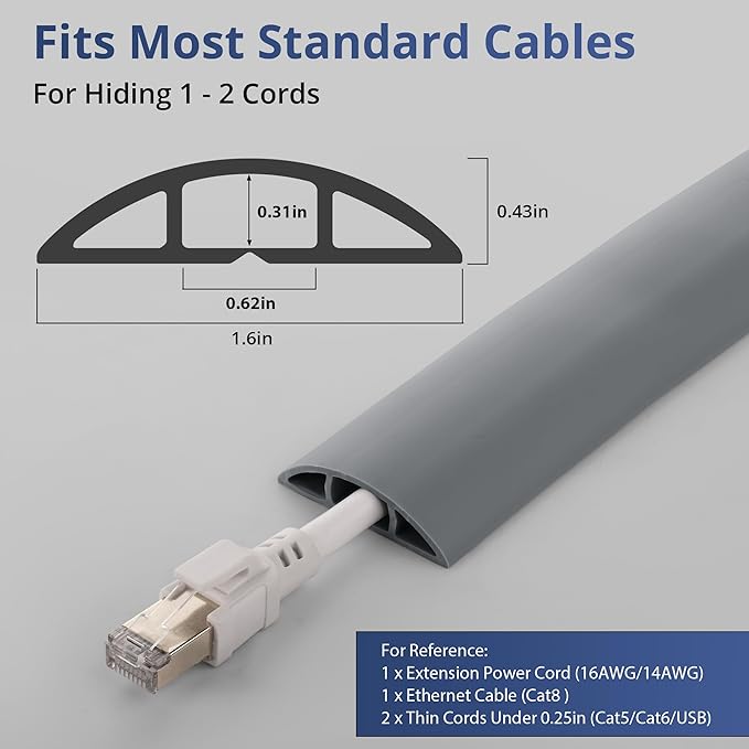 ZhiYo 10ft Cord Covers for Wires on Floor, Cord Hider Floor Hide Extension Cords - Image 2