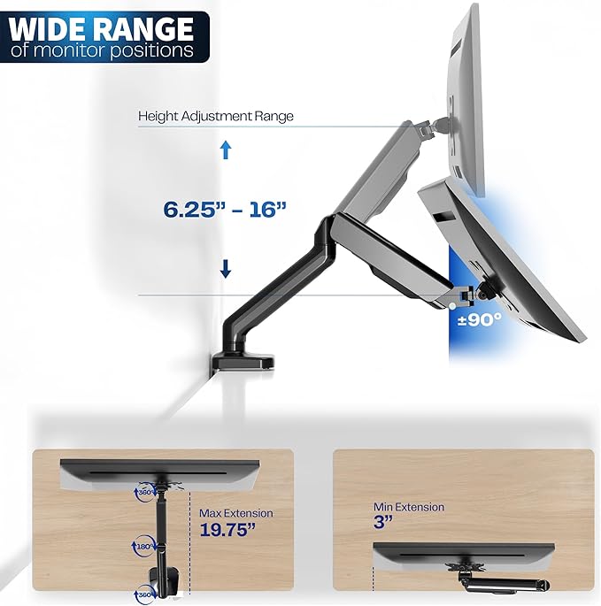 VIVO Single 17 to 32 inch Monitor Height Adjustable Counterbalance Mechanical - Image 5