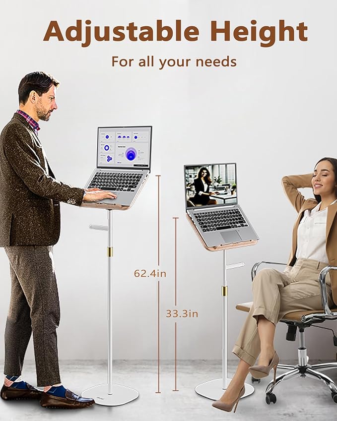 Laptop Stand Floor, Tablet Floor Stands Adjustable Height, Tall Laptop Podium - Image 2
