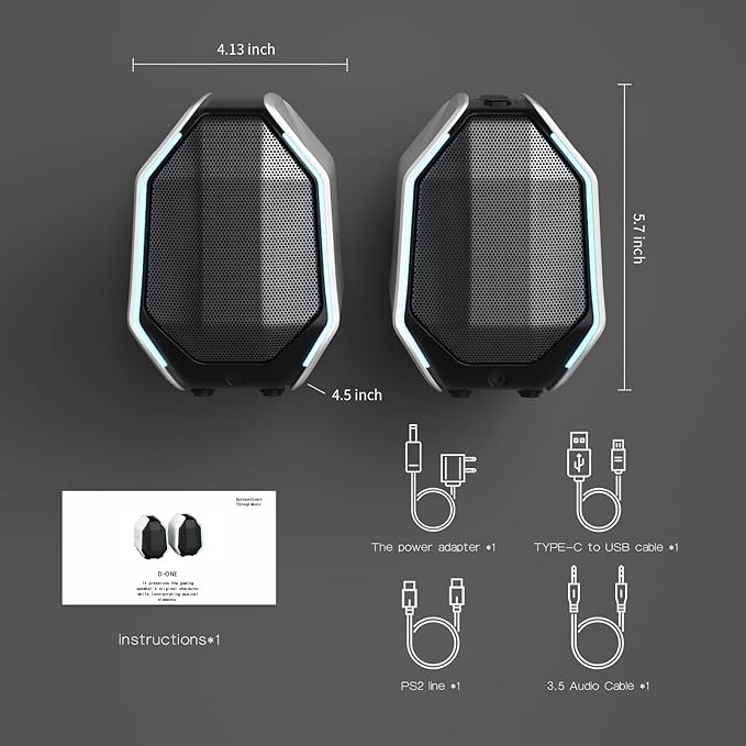 D-ONE 30W PC Gaming Computer Speakers - Image 7