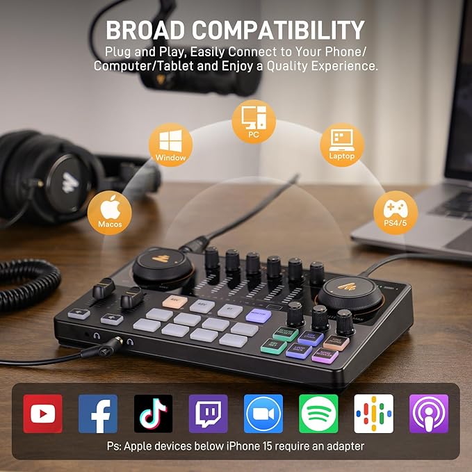 MAONO Podcast Equipment Bundle for 2: Audio Interface Mixer - Image 8