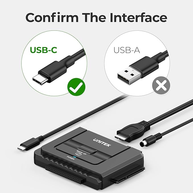 Unitek USB C to IDE and SATA Converter External Hard Drive Adapter Kit - Image 7