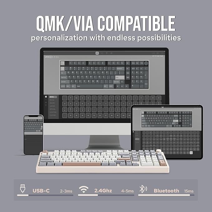 EPOMAKER Galaxy100 QMK/VIA Wireless Gaming Keyboard, Aluminum Shell, Pre-Lubed - Image 4