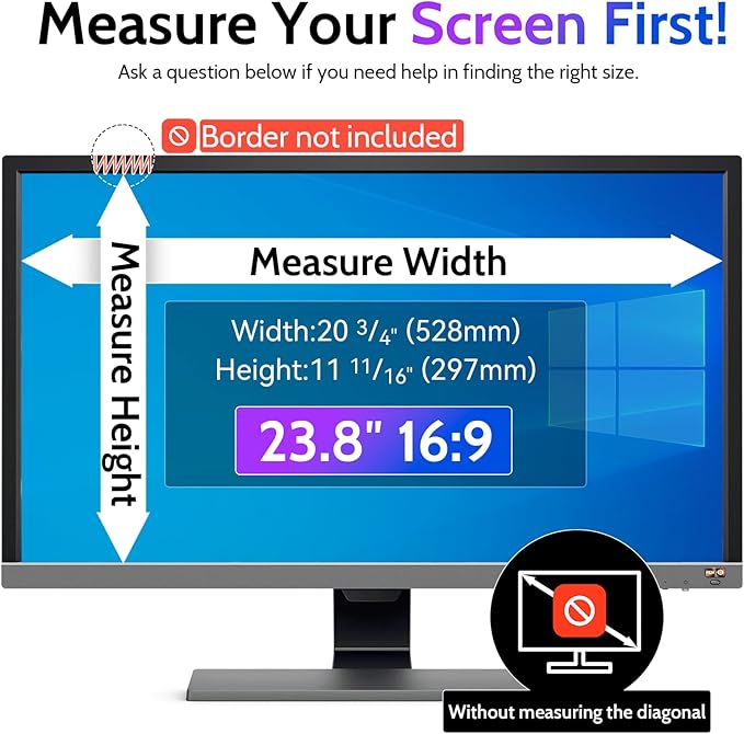 Privacy Screen for Computer Monitor 23.8 Inch 16:9 Aspect Ratio, Anti Blue - Image 6