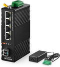 MokerLink 5 Port Industrial DIN-Rail Network Switch, 4 Gigabit Ethernet by MokerLink