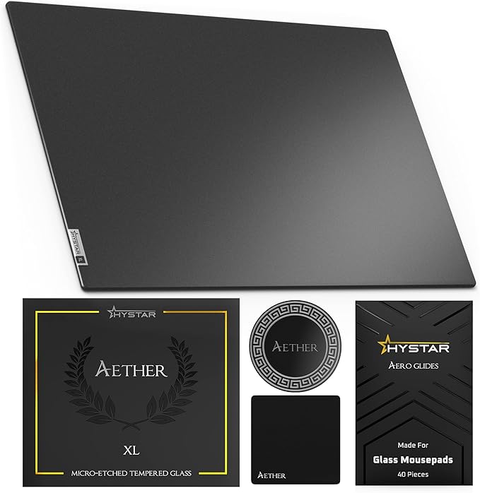 Hystar Aether Glass Gaming Mousepad | Micro-Etched Tempered Glass | Quiet by Hystar