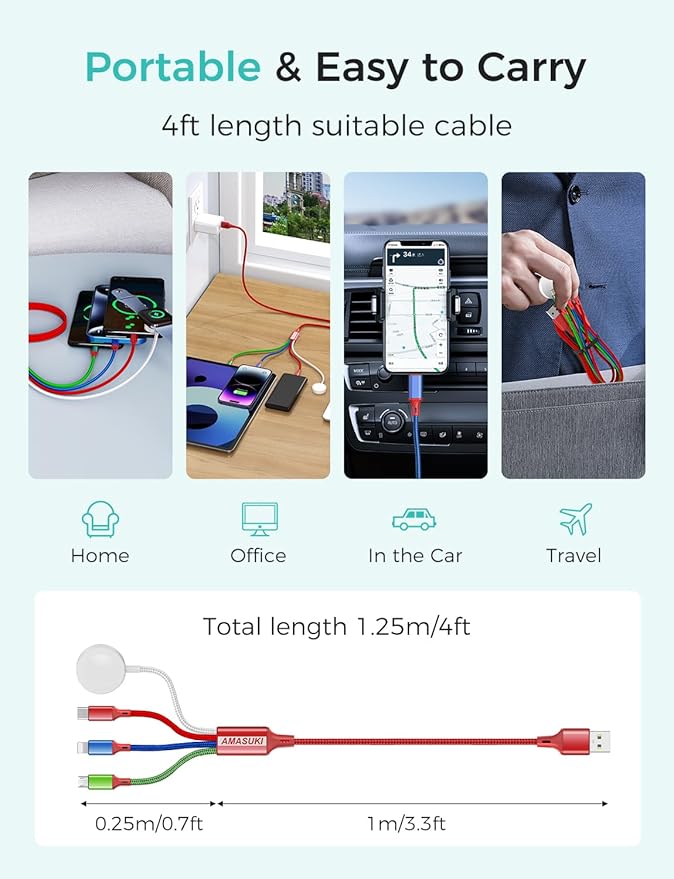 2Pack Travel Essentials Multi Charging Cable - Image 5