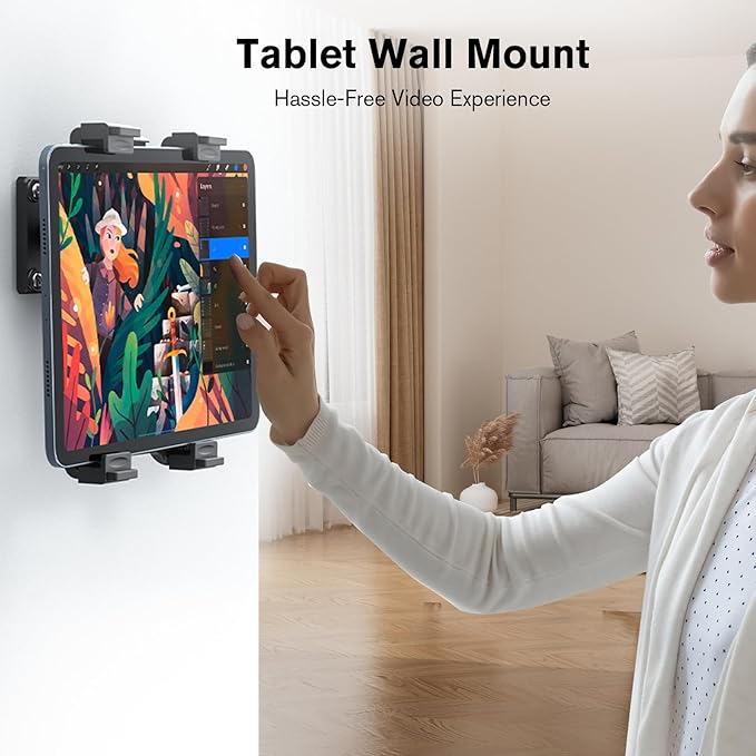 PLDHPRO Tablet Wall Mount, 360° Rotation Universal iPad Holder Stand Compatible - Image 2