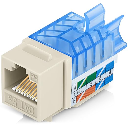 Everest 45° Angled RJ45 Cat5e Keystone Jacks 10-Pack in Ivory by EverestMediaSolutions