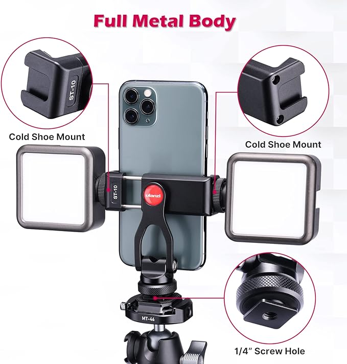 ULANZI Metal Phone Tripod Mount ST-10, Universal 360° Smartphone Adapter - Image 2