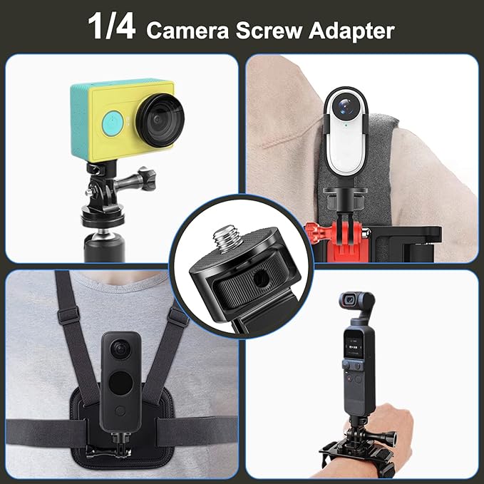 2 Pieces Camera Tripod Mount for Gopro Adapter 360°Adjustable Aluminum Alloy - Image 3