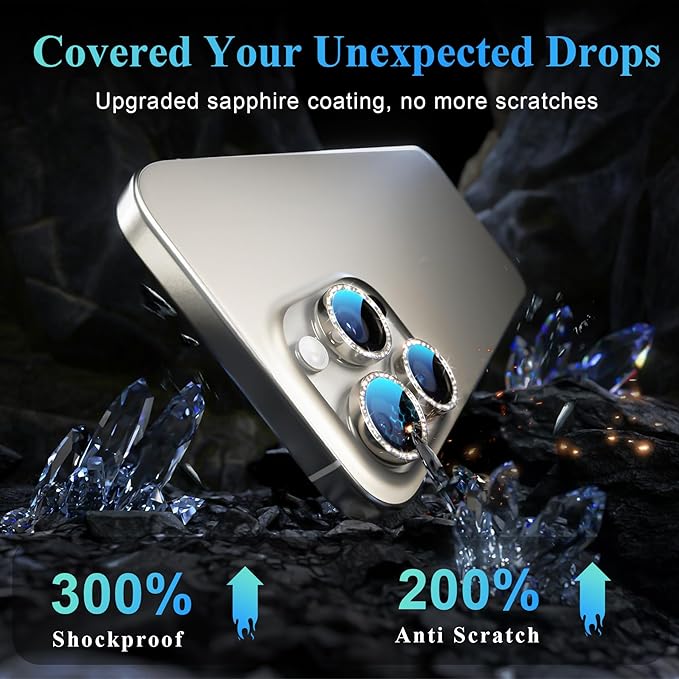 YWXTW Designed for iPhone 16 Pro/iPhone 16 Pro Max Camera Lens Protector Bling - Image 3