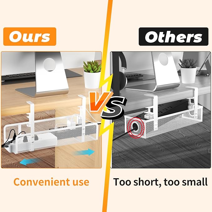 Under Desk Cable Management Tray, Wire Management Desk Cable Organizer Cable - Image 3