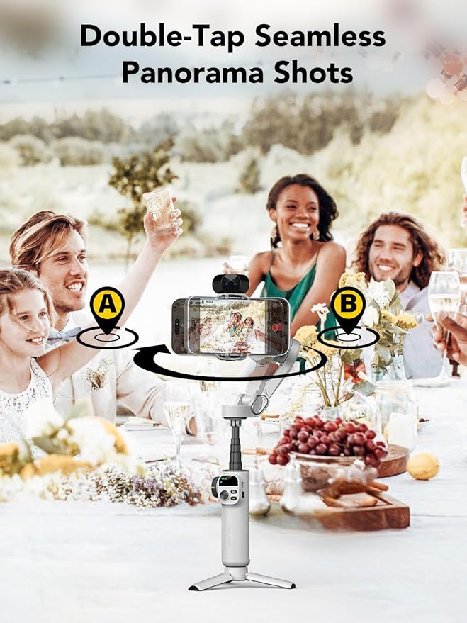 Gimbal Stabilizer for Smartphone, NO APP Tracking, 20CM Extension Rod, Face & - Image 5