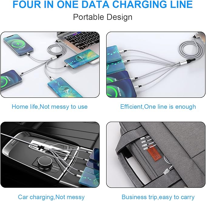 iPhone Charging Cable 1.8M/6Ft Multi 4 in 1 USB Universal Fast Charging Cord - Image 6
