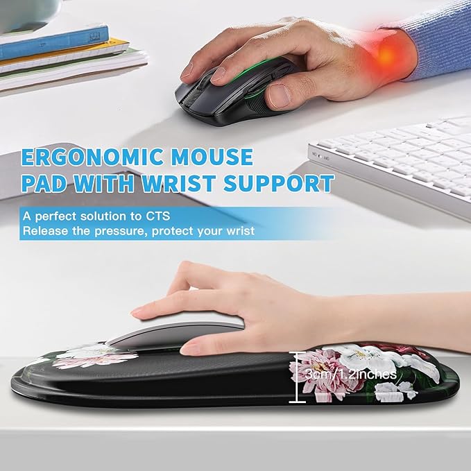 Mouse Pad with Wrist Rest, Ergonomic Mousepads with Wrist Support, Soft Lycra - Image 2