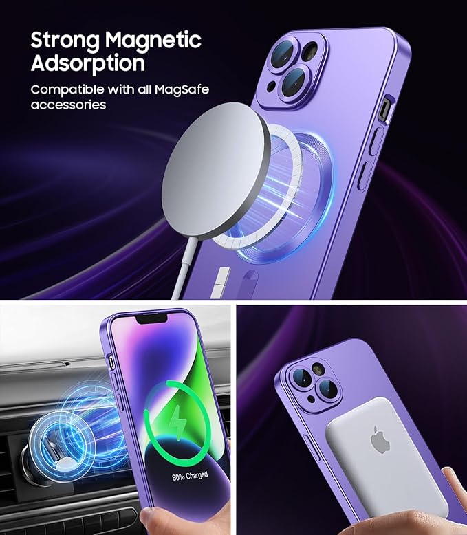 Magnetic for iPhone 14 Case Slim Soft Silicone Bumper Shockproof Metallic - Image 2