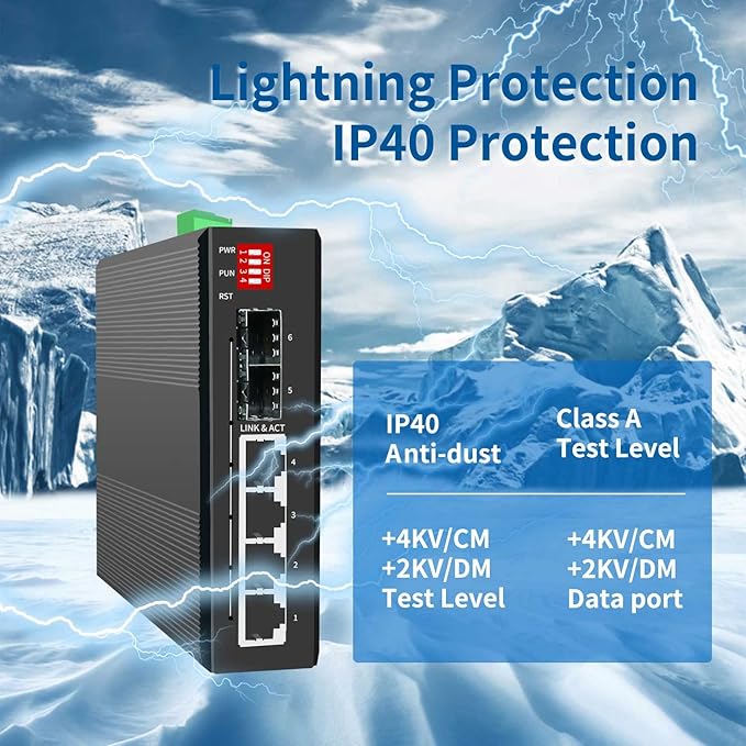4-Port Hardened Industrial Gigabit 2+ Managed DIN-Rail Switch, 4x10/100/1000 - Image 5