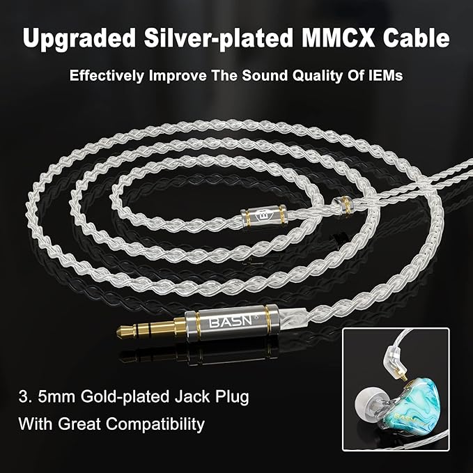 BASN MMCX in Ear Monitor Headphones, Triple Driver IEM in-Ear Earphone - Image 4