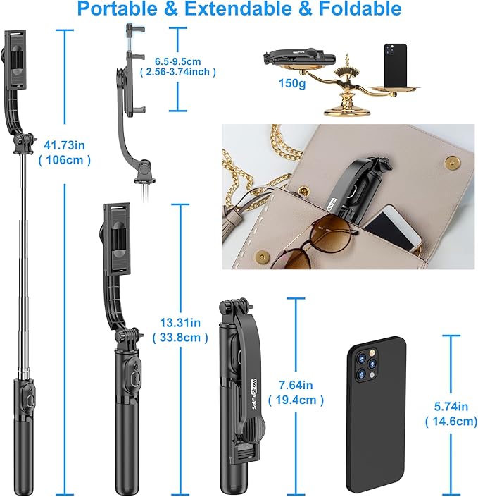 SelfieShow Selfie Stick, Extendable Selfie Stick Tripod - Image 7