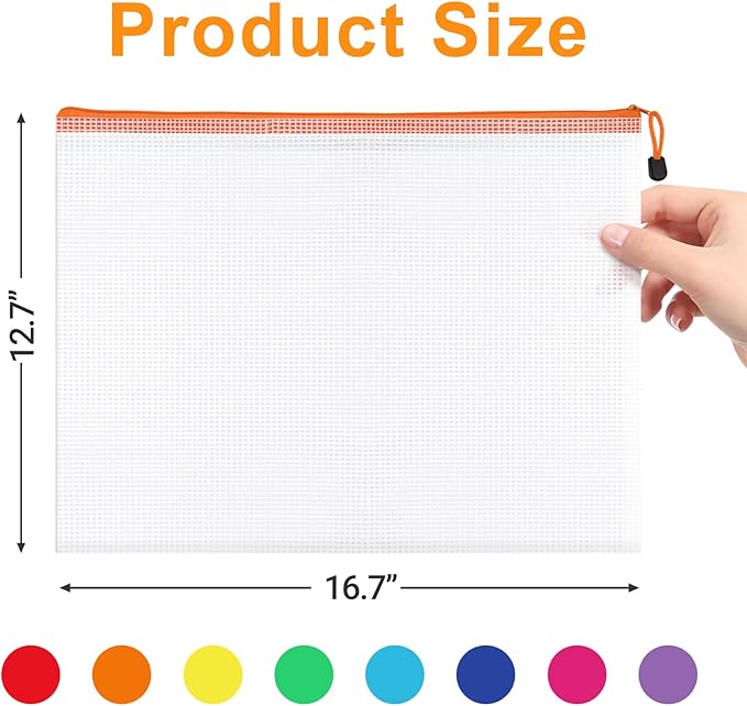 24pcs Mesh Zipper Pouch File Bags, Large Puzzle Storage Bags, A3 17x12 Inch - Image 2