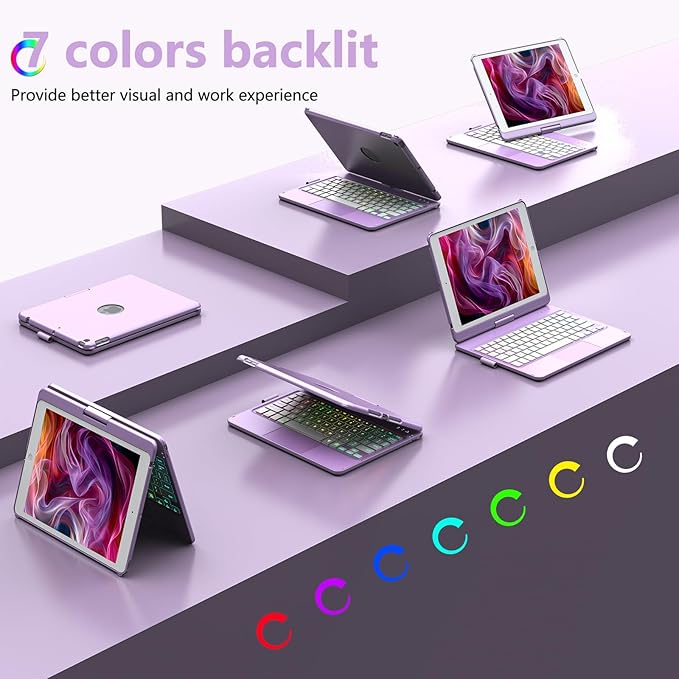 HOTLIFE Case with Keyboard for iPad 10.2, Touch Trackpad Keyboard Case for iPad - Image 3