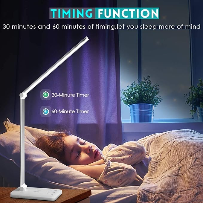 LED Desk Lamp with Wireless Charger, USB Charging Port, Desk Light with 10 - Image 6