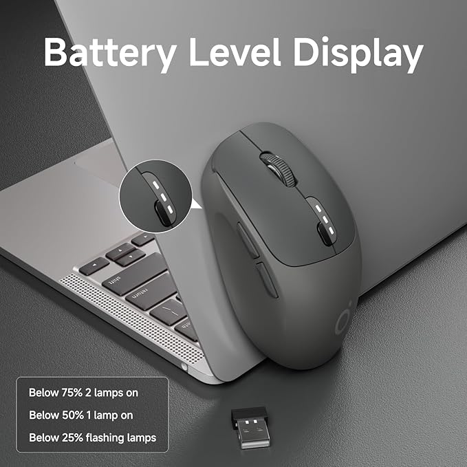 EWEADN Q5 Wireless Mouse, Battery Level Display, Ergonomic Office Mouse - Image 8