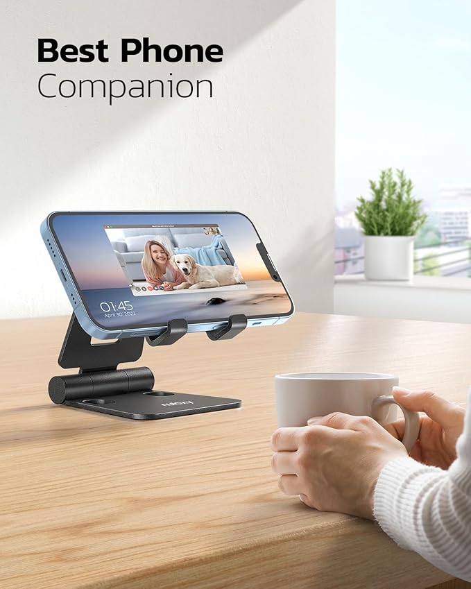 Nulaxy 2 Pack Dual Folding Cell Phone Stand, Fully Adjustable Foldable Desktop - Image 6