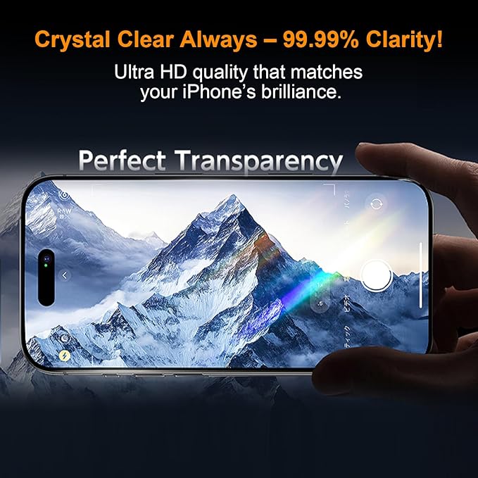 OneFish Glass Screen Protector for iphone 14Pro/15, 9H Hardness Glass Scratch - Image 5