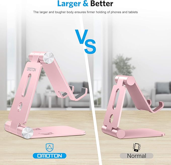 OMOTON Foldable Cell Phone Stand, C4 Portable Aluminum Phone Holder, Adjustable - Image 2
