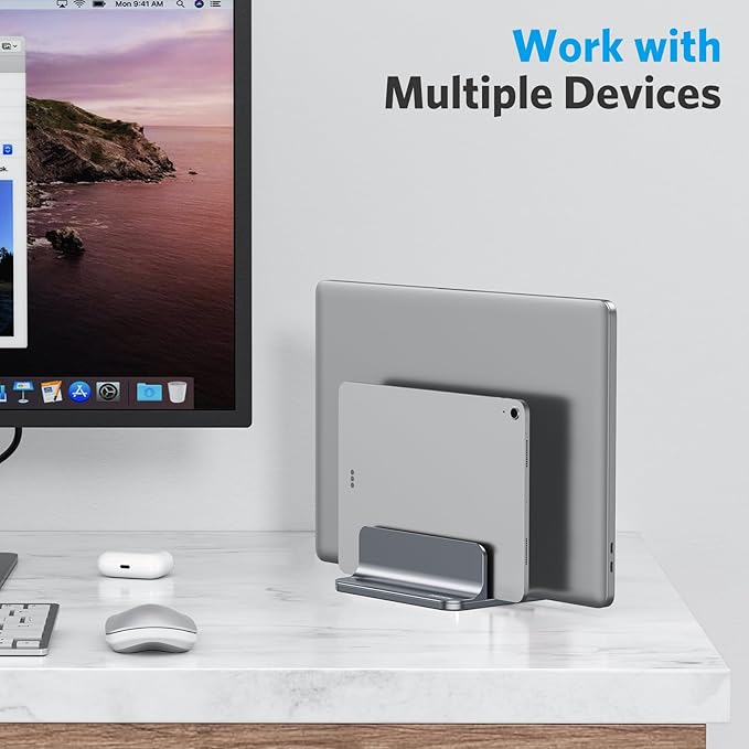 OMOTON Vertical Laptop Stand, Double Desktop Stand Holder - Image 8