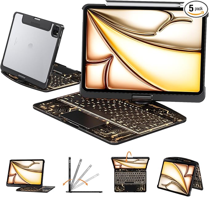Transparent Case with Keyboard for iPad Air 13 Inch, iPad Pro 12.9 Inch by Tiaota