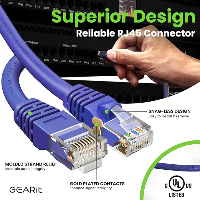 GearIT Cat 6 Ethernet Cable Cat6 Network Patch, Snagless Cord, Internet - Image 4