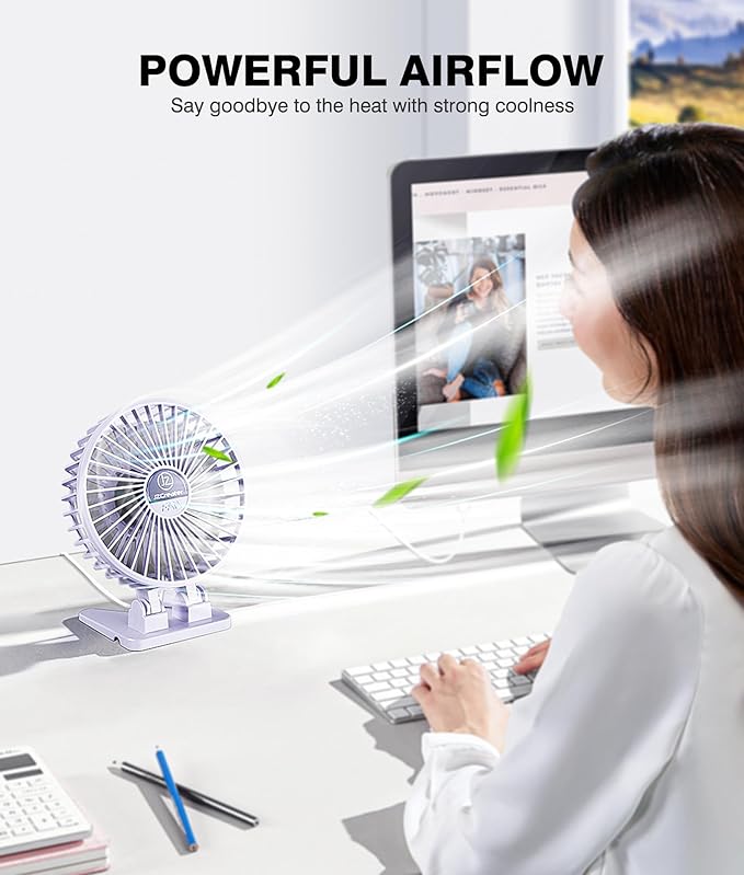 JZCreater USB Desk Fan, Mini Fan Portable, 3 Speeds Desktop Table Cooling Fan - Image 2