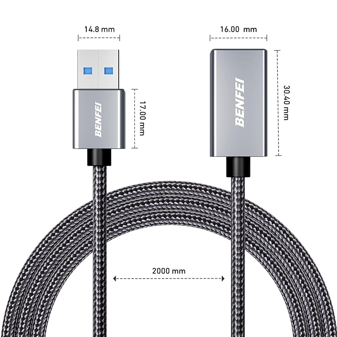 BENFEI USB 3.0 Extension Cable 6.6 Feet, Nylon Braided Compatible - Image 8