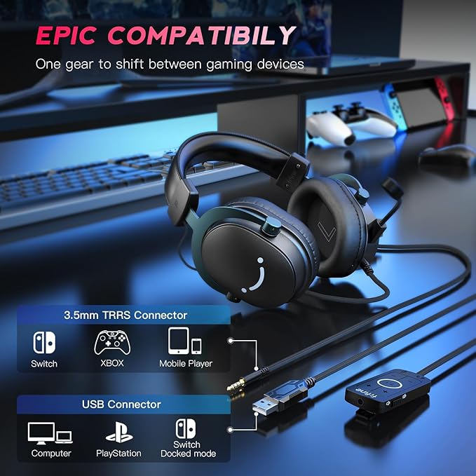 FIFINE PC Gaming Headset, USB Headset - Image 2