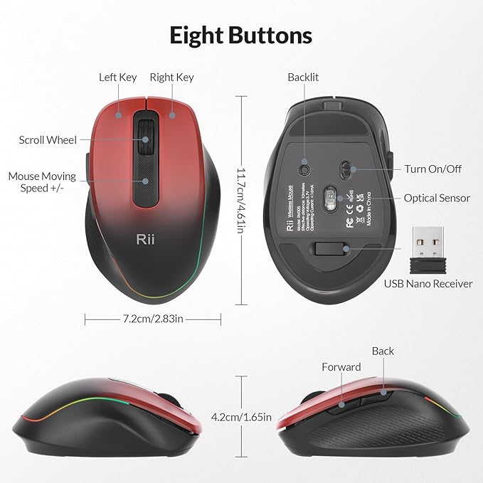 Rii Wireless Mouse Rechargeable, 2.4 GHz - Image 6