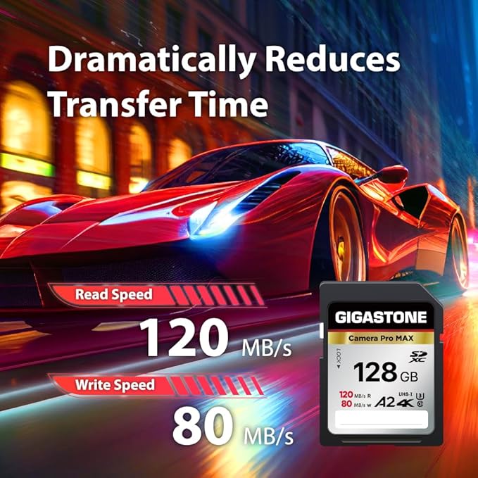 GIGASTONE 128GB SD Card, 4K Camera Pro MAX, A2 4K SDXC Memory Card High Speed - Image 3