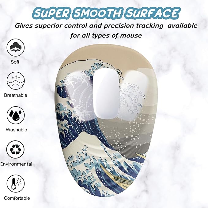 Ergonomic Mouse Pad Wrist Rest, Japanese Sea Wave Mouse Pad - Image 2