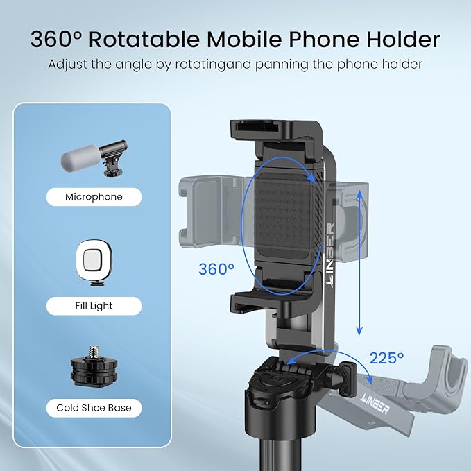 Mini Tripod with Dual Fill Lights, Portable Selfie Stick with Wireless Remote - Image 4