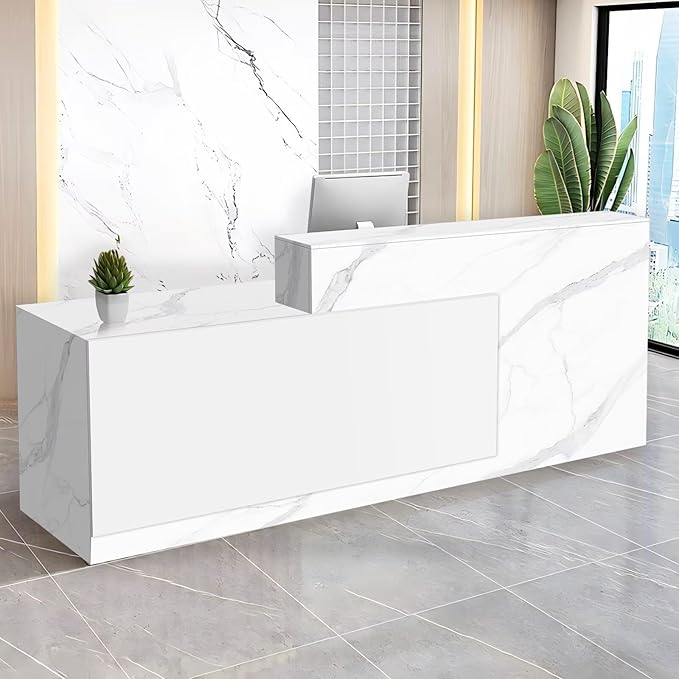 Reception Desk with Counter Modern Checkout Counter with Lockable Drawer by Unknown