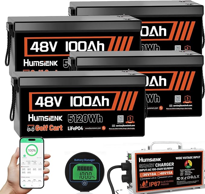 4PCS 48 Volt Lithium Battery for Golf Cart by HumsiENK