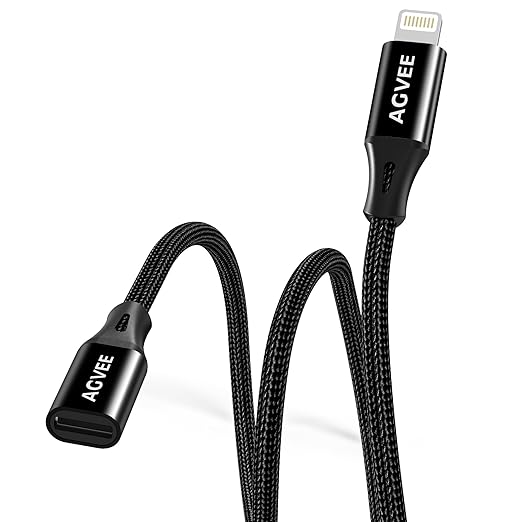 AGVEE 2 Pack 6.6ft Lightning Extension Cable, Braided Female to Male Extender by AGVEE