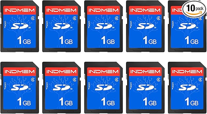 INDMEM SD Card 1GB, 10 Packs Class 4 1GB Flash Memory Card MLC Standard Secure by READYXIO