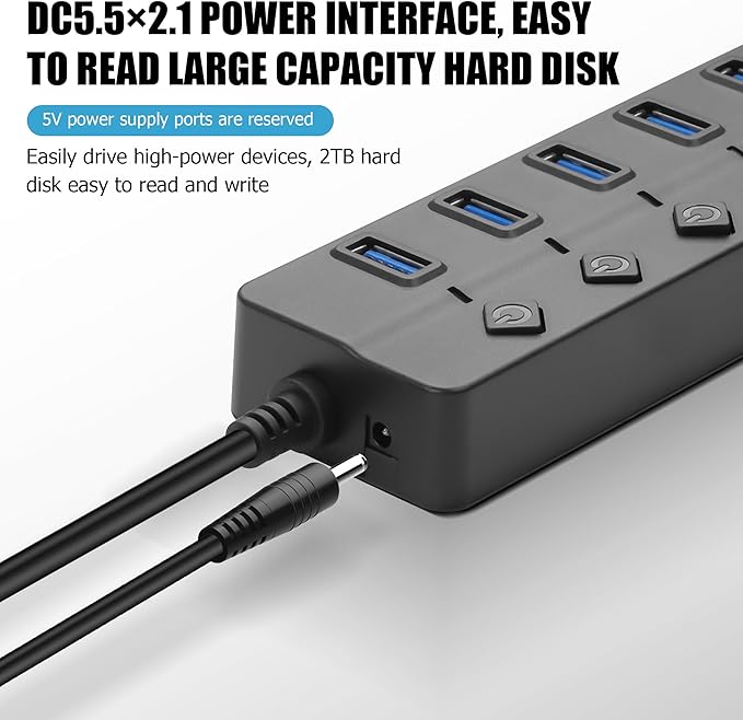 90 Degree USB Hub Splitter YACSEJAO USB 2.0 Data Hub - Image 5